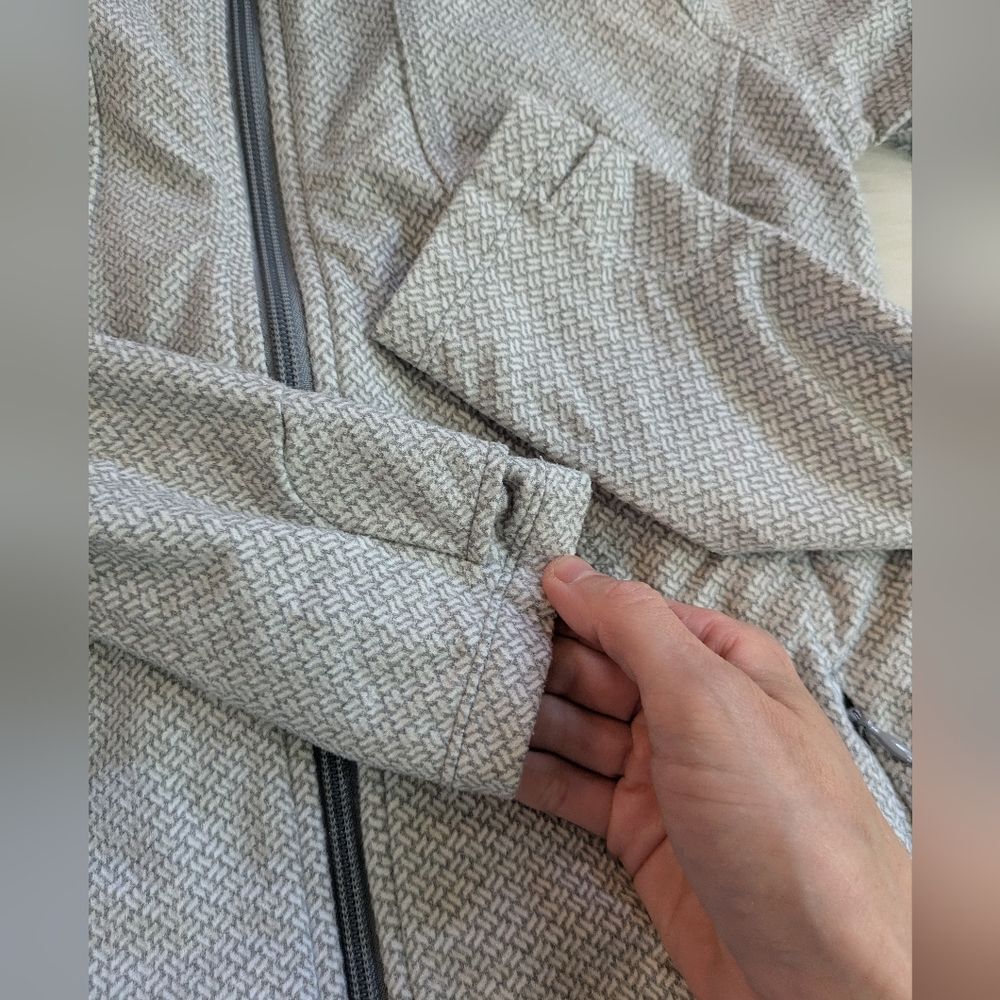 Athleta Criss Cross Hope Fitted Full Zip Up Gray Double Herringbone Jacket Sz XS - Picture 3 of 8